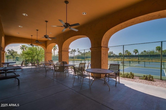 16881 W Merrell St, Goodyear, AZ 85395 - view of patio featuring a ceiling fan and a tennis court