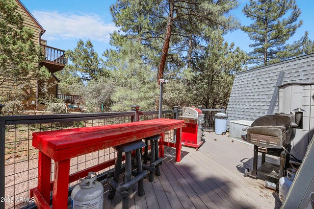 4872 N Trails End Dr, Pine, AZ 85544 - wooden terrace featuring a grill