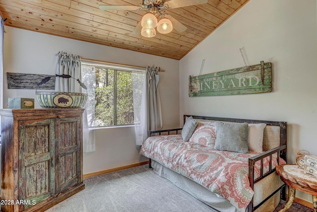 6124 W Hidden Pines Loop, Pine, AZ 85544 - carpeted bedroom featuring wooden ceiling and vaulted ceiling