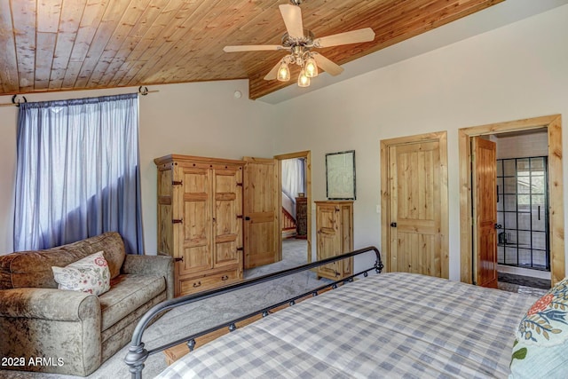 6124 W Hidden Pines Loop, Pine, AZ 85544 - bedroom featuring wooden ceiling, carpet floors, and ceiling fan