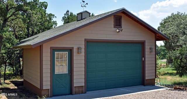 view of detached garage