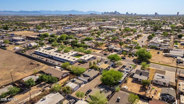 drone / aerial view with a mountain view