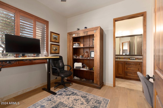 office featuring light wood-type flooring