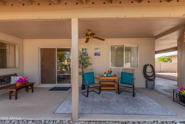 view of patio / terrace with a ceiling fan