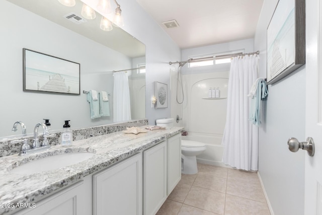 864 S 223rd Ln, Buckeye, AZ 85326 - bathroom featuring toilet, tile patterned floors, vanity, and shower / bath combo