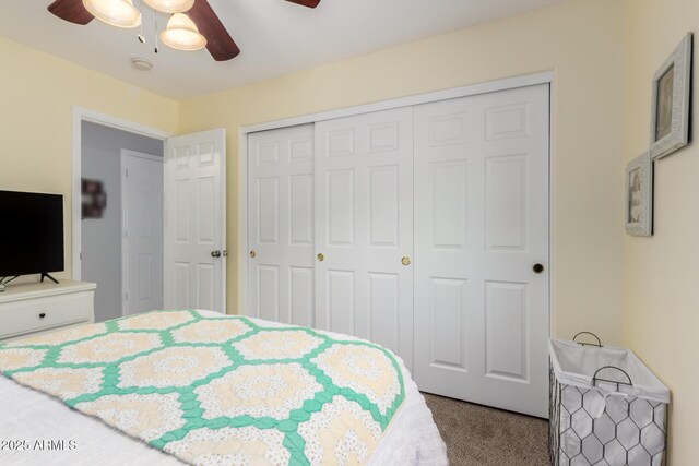 864 S 223rd Ln, Buckeye, AZ 85326 - carpeted bedroom featuring a closet and a ceiling fan