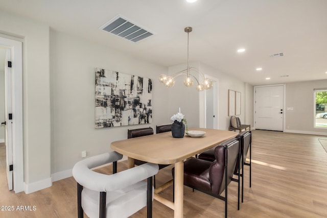 2905 W Campo Bello Dr, Phoenix, AZ 85053 - dining room featuring recessed lighting, baseboards, light wood finished floors, and visible vents
