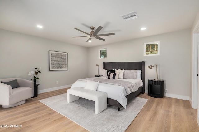 2905 W Campo Bello Dr, Phoenix, AZ 85053 - bedroom featuring recessed lighting, baseboards, visible vents, and light wood-style floors