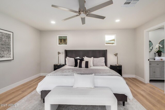 2905 W Campo Bello Dr, Phoenix, AZ 85053 - bedroom with recessed lighting, baseboards, light wood finished floors, and visible vents