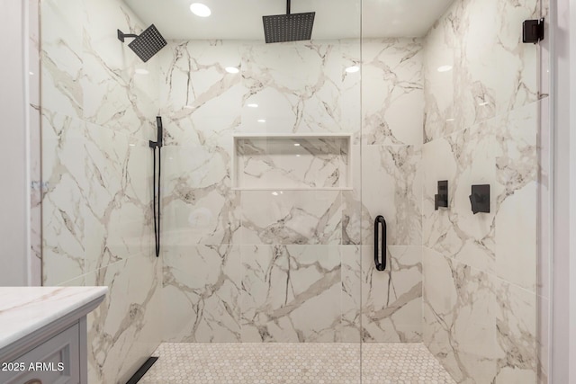 2905 W Campo Bello Dr, Phoenix, AZ 85053 - full bathroom featuring a marble finish shower and vanity