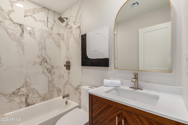 2905 W Campo Bello Dr, Phoenix, AZ 85053 - bathroom with vanity, washtub / shower combination, toilet, and visible vents