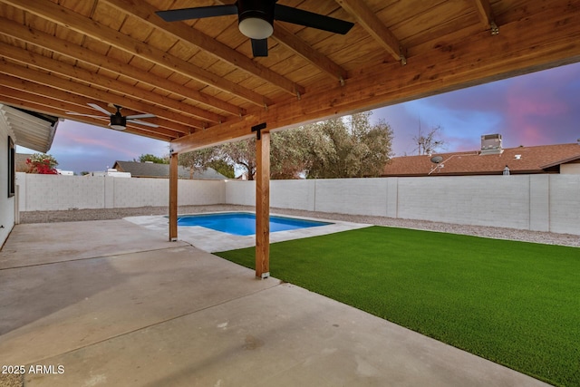 2905 W Campo Bello Dr, Phoenix, AZ 85053 - exterior space featuring a lawn, a patio, ceiling fan, and a fenced backyard