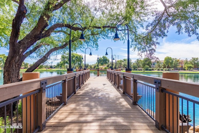 view of dock featuring a water view