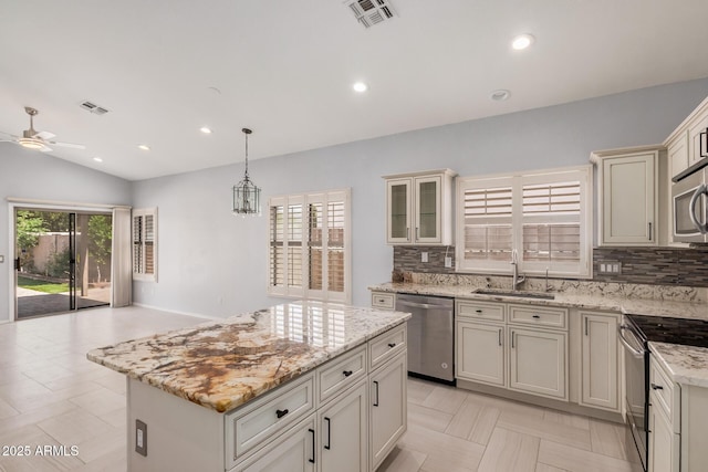 1712 E Saratoga St, Gilbert, AZ 85296 - kitchen with a wealth of natural light, visible vents, a sink, and appliances with stainless steel finishes