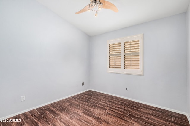1712 E Saratoga St, Gilbert, AZ 85296 - unfurnished room with a ceiling fan, baseboards, and dark wood finished floors