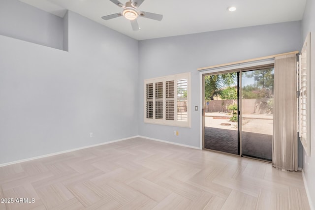 1712 E Saratoga St, Gilbert, AZ 85296 - unfurnished room with baseboards, recessed lighting, and ceiling fan