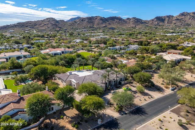 drone / aerial view with a mountain view