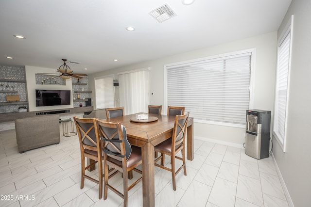 35317 N 31st Dr, Phoenix, AZ 85086 - dining area with a healthy amount of sunlight, recessed lighting, baseboards, visible vents, and a ceiling fan