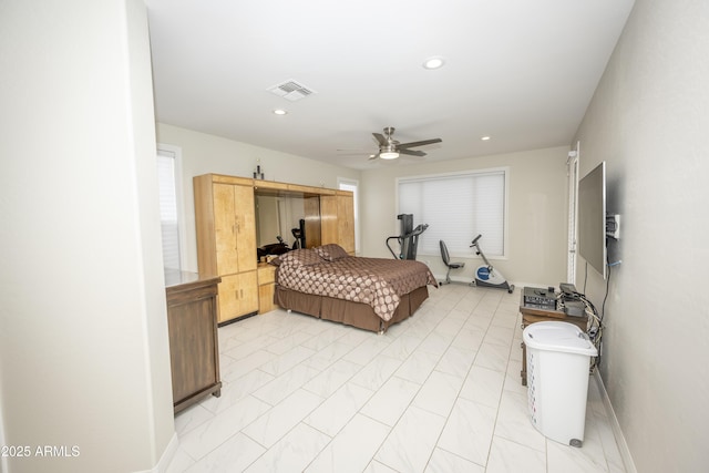 35317 N 31st Dr, Phoenix, AZ 85086 - bedroom with baseboards, visible vents, recessed lighting, and a ceiling fan