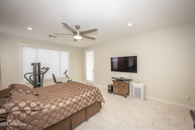 35317 N 31st Dr, Phoenix, AZ 85086 - bedroom featuring a ceiling fan, recessed lighting, baseboards, and visible vents