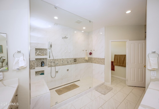 35317 N 31st Dr, Phoenix, AZ 85086 - bathroom featuring walk in shower, recessed lighting, and vanity