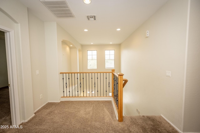 35317 N 31st Dr, Phoenix, AZ 85086 - corridor with carpet floors, an upstairs landing, recessed lighting, and visible vents