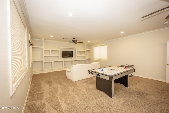35317 N 31st Dr, Phoenix, AZ 85086 - playroom featuring carpet floors, crown molding, and a ceiling fan