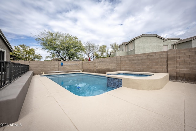 35317 N 31st Dr, Phoenix, AZ 85086 - view of swimming pool featuring a fenced backyard, a fenced in pool, an in ground hot tub, and a patio area
