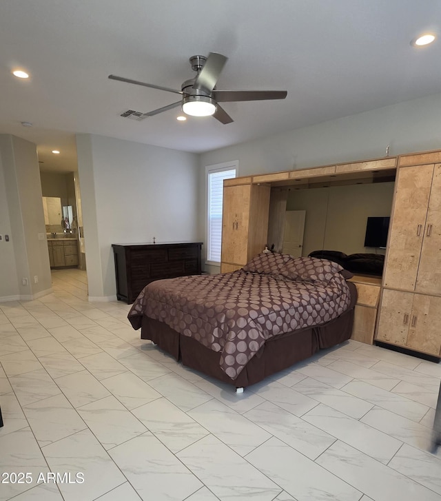35317 N 31st Dr, Phoenix, AZ 85086 - bedroom featuring baseboards, visible vents, ceiling fan, and recessed lighting