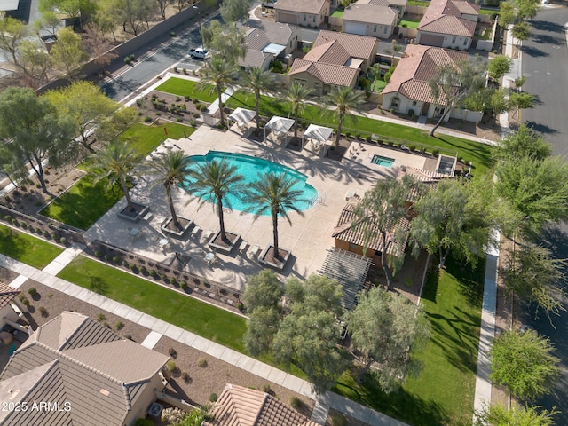 aerial view featuring a residential view