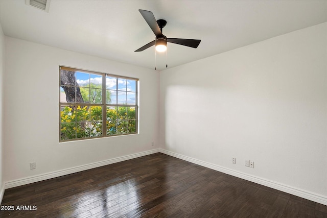 26264 N 46th St, Phoenix, AZ 85050 - unfurnished room featuring dark wood-style flooring, baseboards, and a ceiling fan