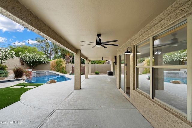 26264 N 46th St, Phoenix, AZ 85050 - view of patio / terrace featuring a fenced backyard and a ceiling fan