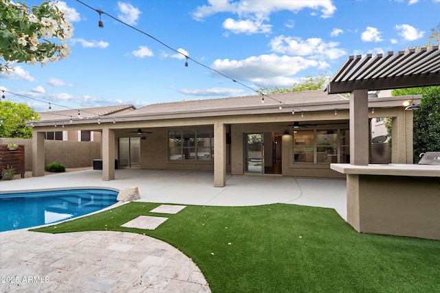 26264 N 46th St, Phoenix, AZ 85050 - rear view of property with ceiling fan, a patio area, and stucco siding