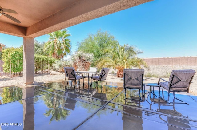 view of patio with ceiling fan