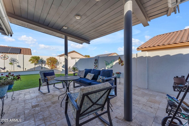 view of patio featuring an outdoor hangout area