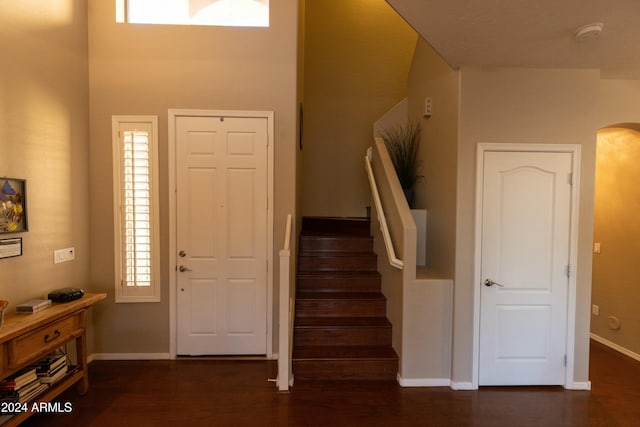 foyer featuring dark hardwood / wood-style floors