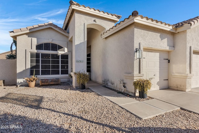 exterior space featuring a garage