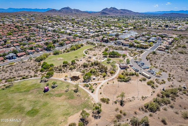 bird's eye view with a residential view and a mountain view