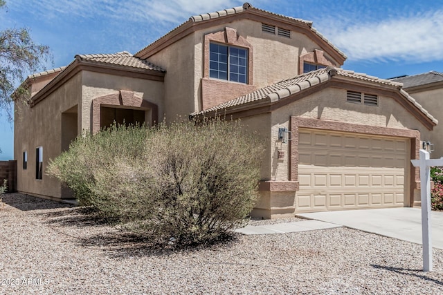 23637 N Desert Dr, Florence, AZ 85132 - view of front of home with a garage, stucco siding, driveway, and a tile roof