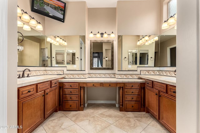 28247 N 128th Dr, Peoria, AZ 85383 - bathroom featuring vanity and decorative backsplash