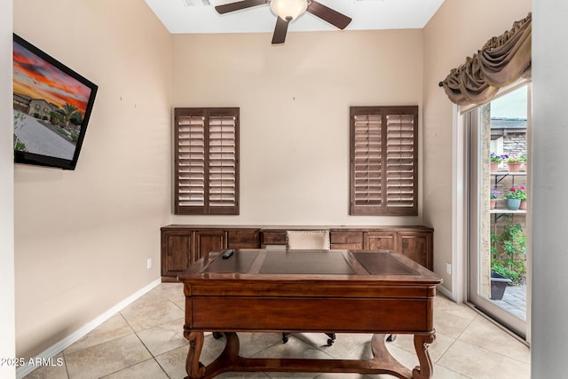 28247 N 128th Dr, Peoria, AZ 85383 - office space with ceiling fan, light tile patterned flooring, and baseboards