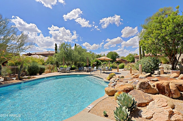 view of pool with a patio