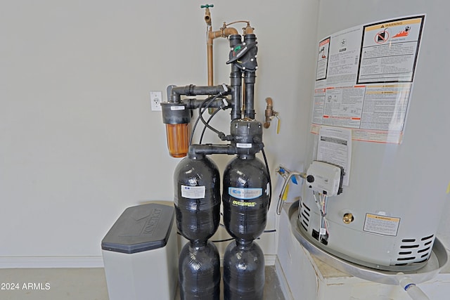 utility room with water heater