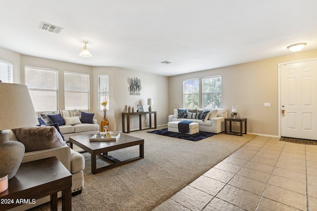 view of tiled living room