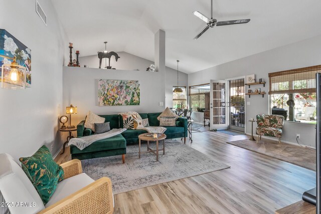 19930 N 98th Ave, Peoria, AZ 85382 - living area with wood finished floors, a ceiling fan, and high vaulted ceiling