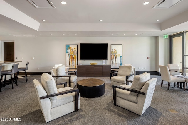 15215 N Kierland Blvd Unit 101, Scottsdale, AZ 85254 - living area featuring carpet flooring, attic access, recessed lighting, and a raised ceiling