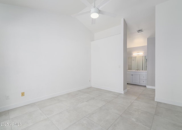 10613 S 41st Pl, Phoenix, AZ 85044 - unfurnished room featuring high vaulted ceiling, ceiling fan, and light tile patterned floors