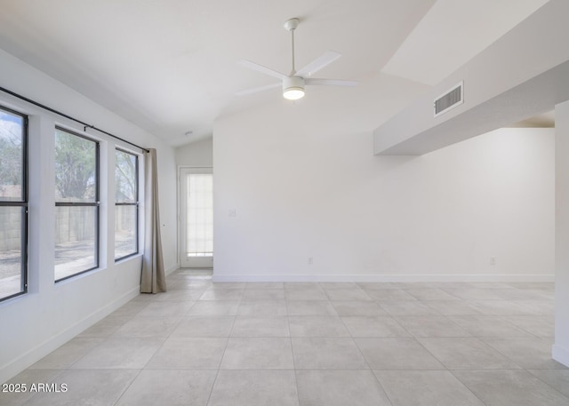 10613 S 41st Pl, Phoenix, AZ 85044 - empty room with lofted ceiling, ceiling fan, and light tile patterned floors