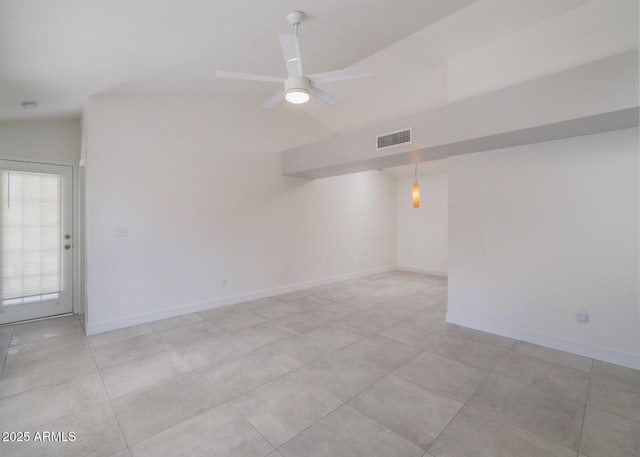 10613 S 41st Pl, Phoenix, AZ 85044 - unfurnished room with lofted ceiling, light tile patterned floors, a ceiling fan, and a smoke detector