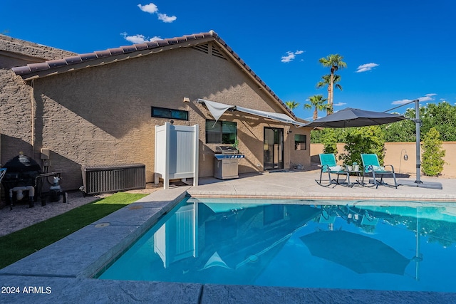 view of pool featuring a patio